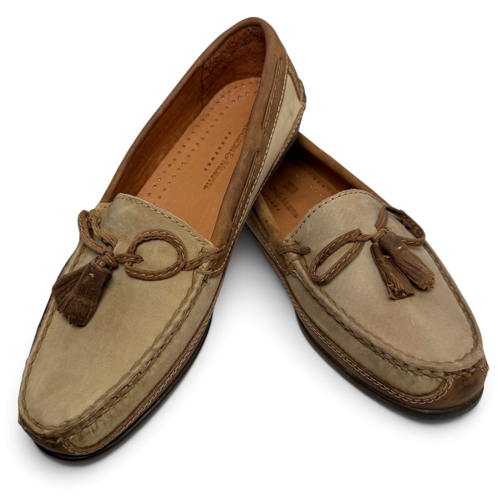 Johnston & Murphy Passport Tassel Loafers Mens 8.5 M Tan Brown Nubuck Leather